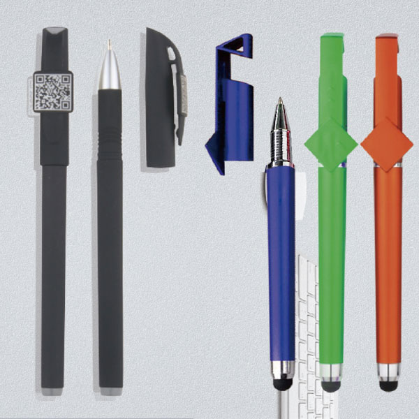 郑州印二维码广告笔定制logo印字签字水笔手机支架笔订做中性笔多功能触控笔