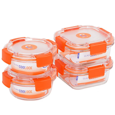 信阳【酷扣】 美橙保鲜盒套装 高硼硅玻璃耐高温 环保便携饭盒可定制 现货 