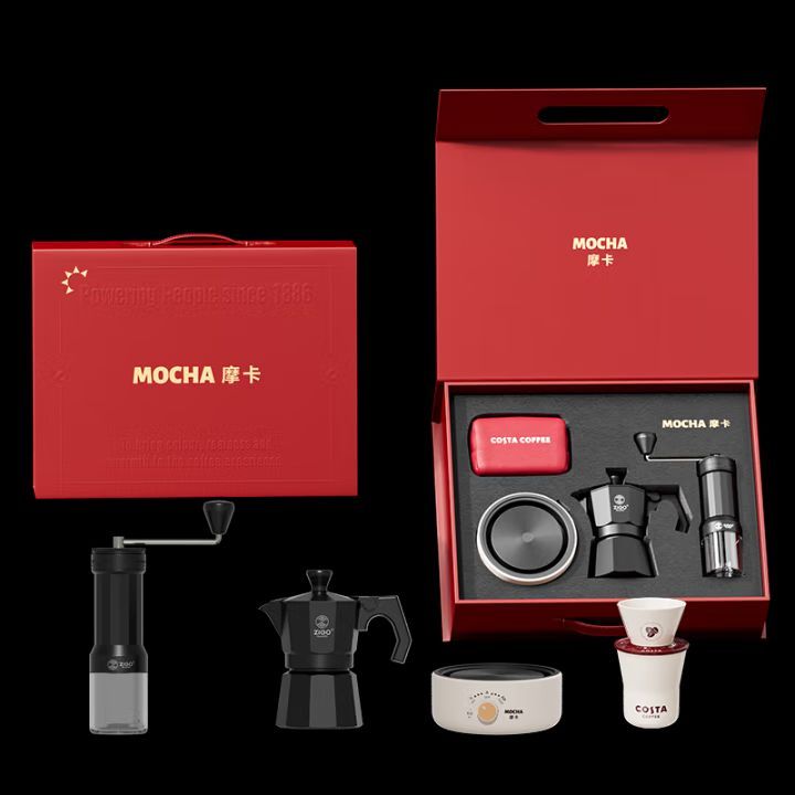 Zigo摩卡壶手摇磨豆咖啡机电热炉组合礼盒 云搭档研磨香韵Y-D251R Zigo摩卡壶手摇磨豆咖啡机电热炉组合礼盒 云搭档研磨香韵Y-D251R